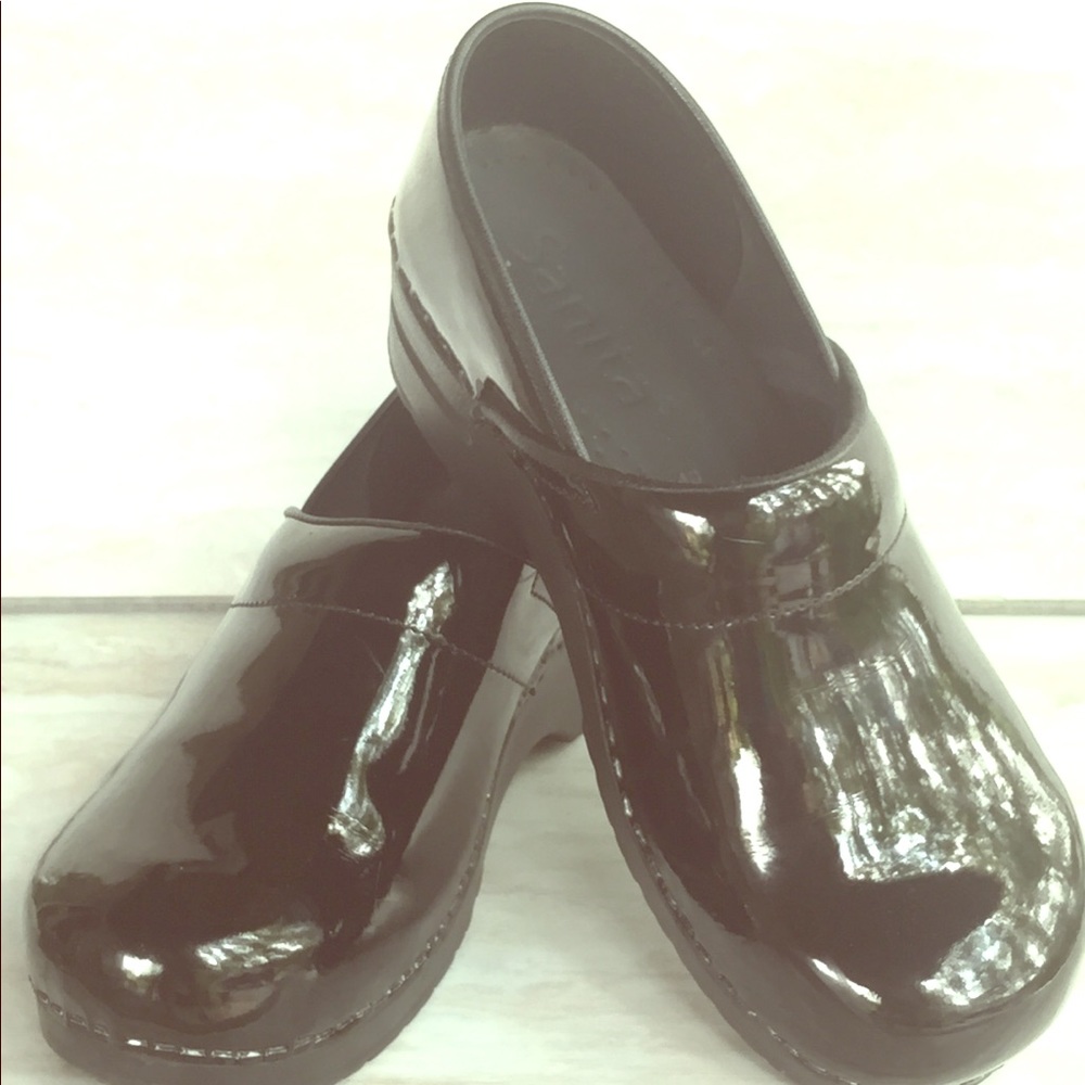 Sanita Professional Black Patent Leather Clog